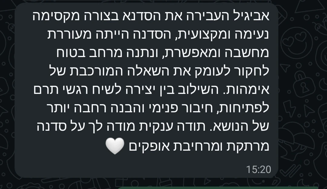 תמונה מתוך סדנת וולנס.